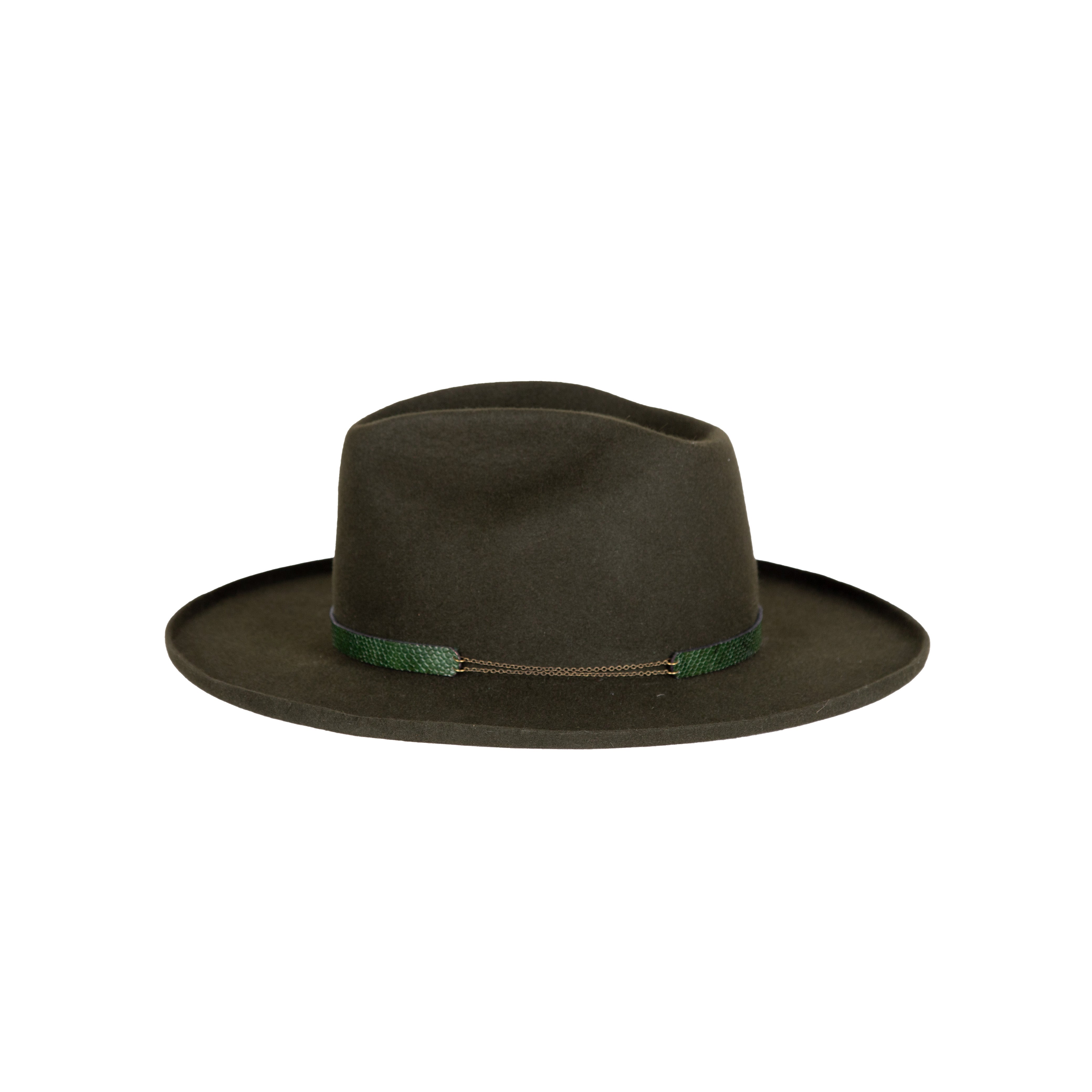 Modern Gold Velour Felt Rolled Brim Wide Fedora - Image 2