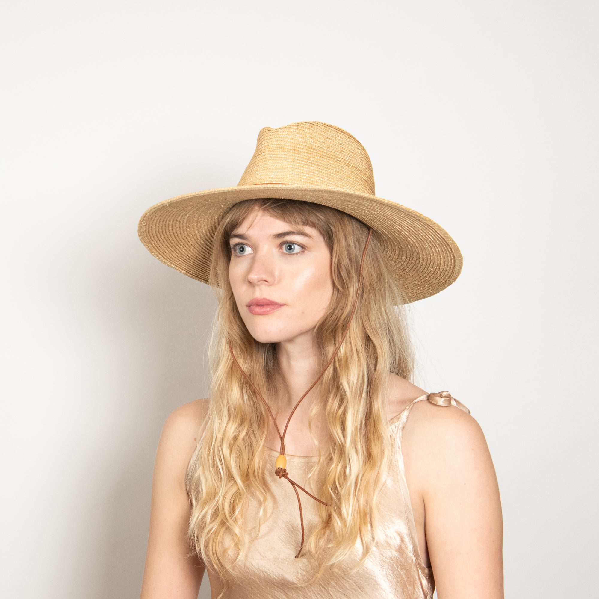 Greer Wheat Straw Wide Brim Sun Hat with Openweave Finish - Image 2