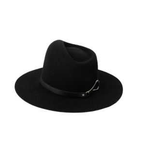 Distinctive Black Leather Band Wide Brim Fedora