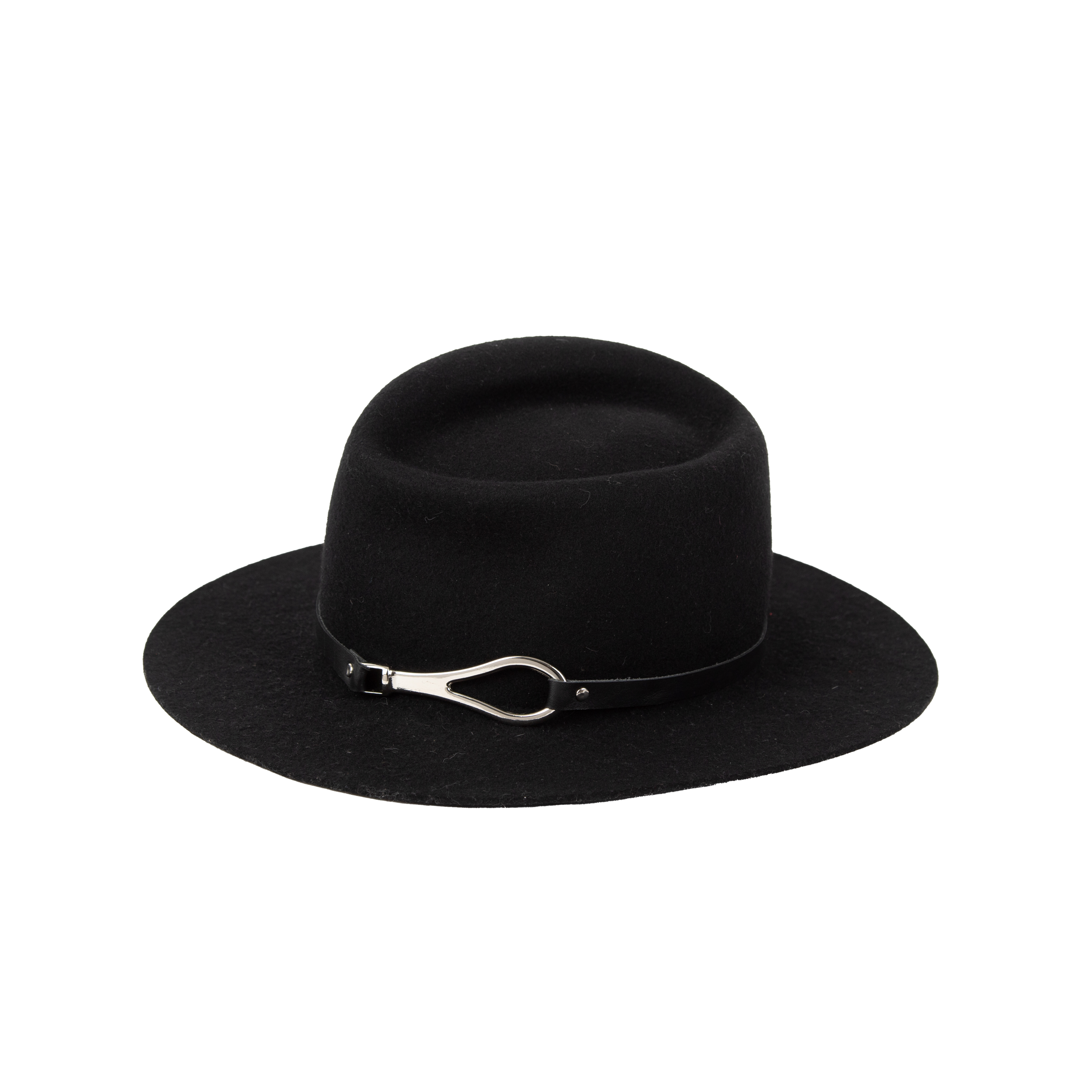 Distinctive Black Leather Band Wide Brim Fedora - Image 3