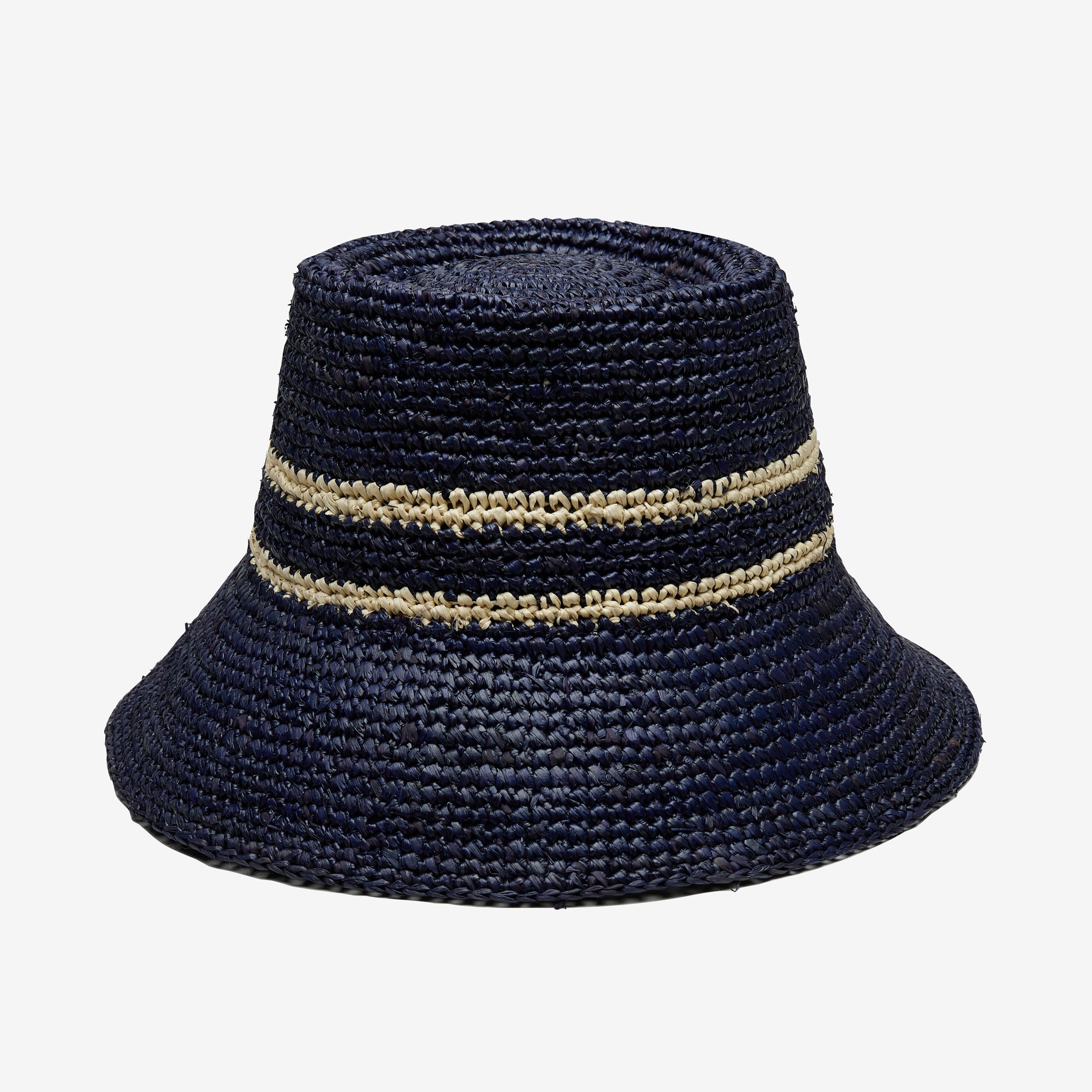Airy Nova Bucket Hat in Raffia - Navy