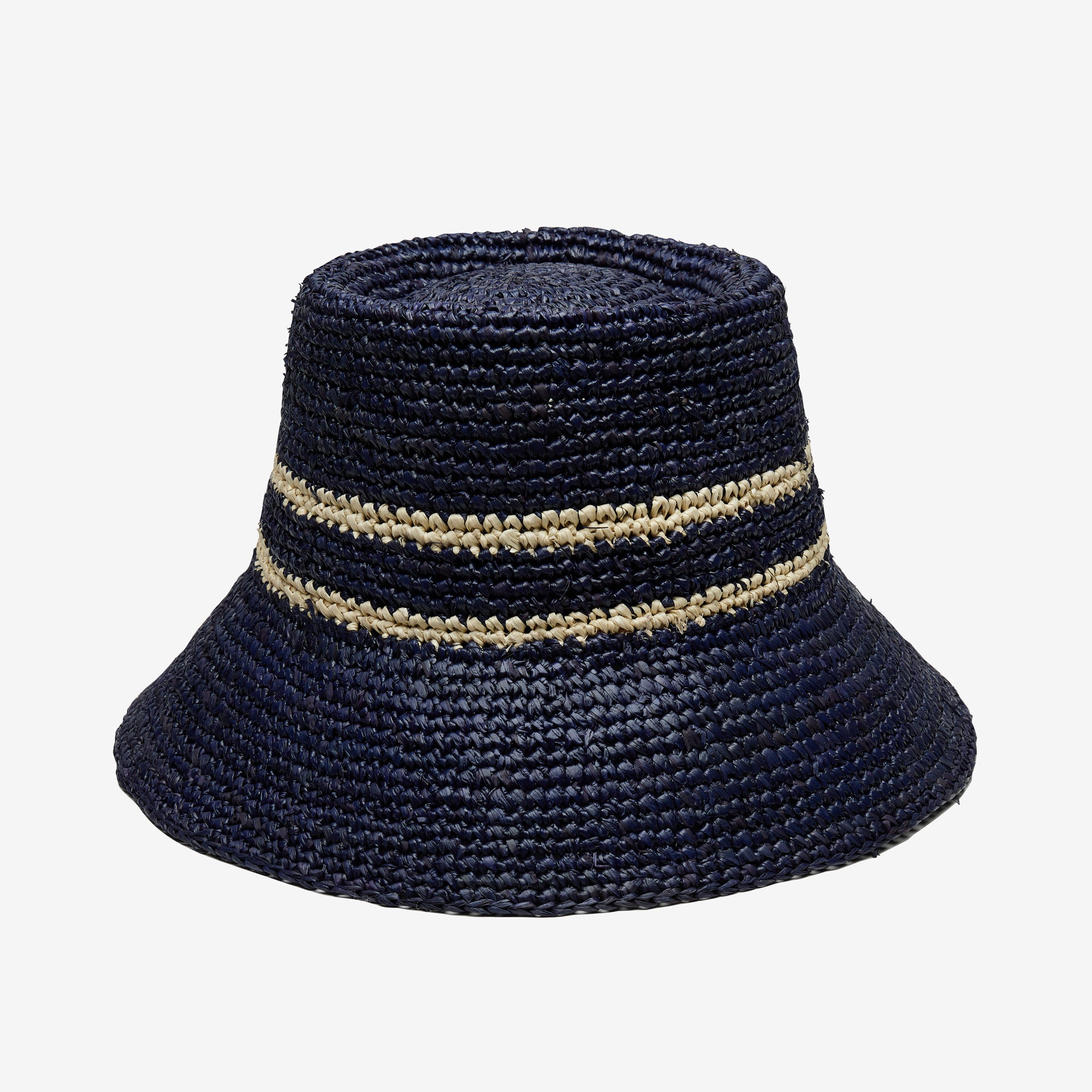 Airy Nova Bucket Hat in Raffia - Navy - Image 8