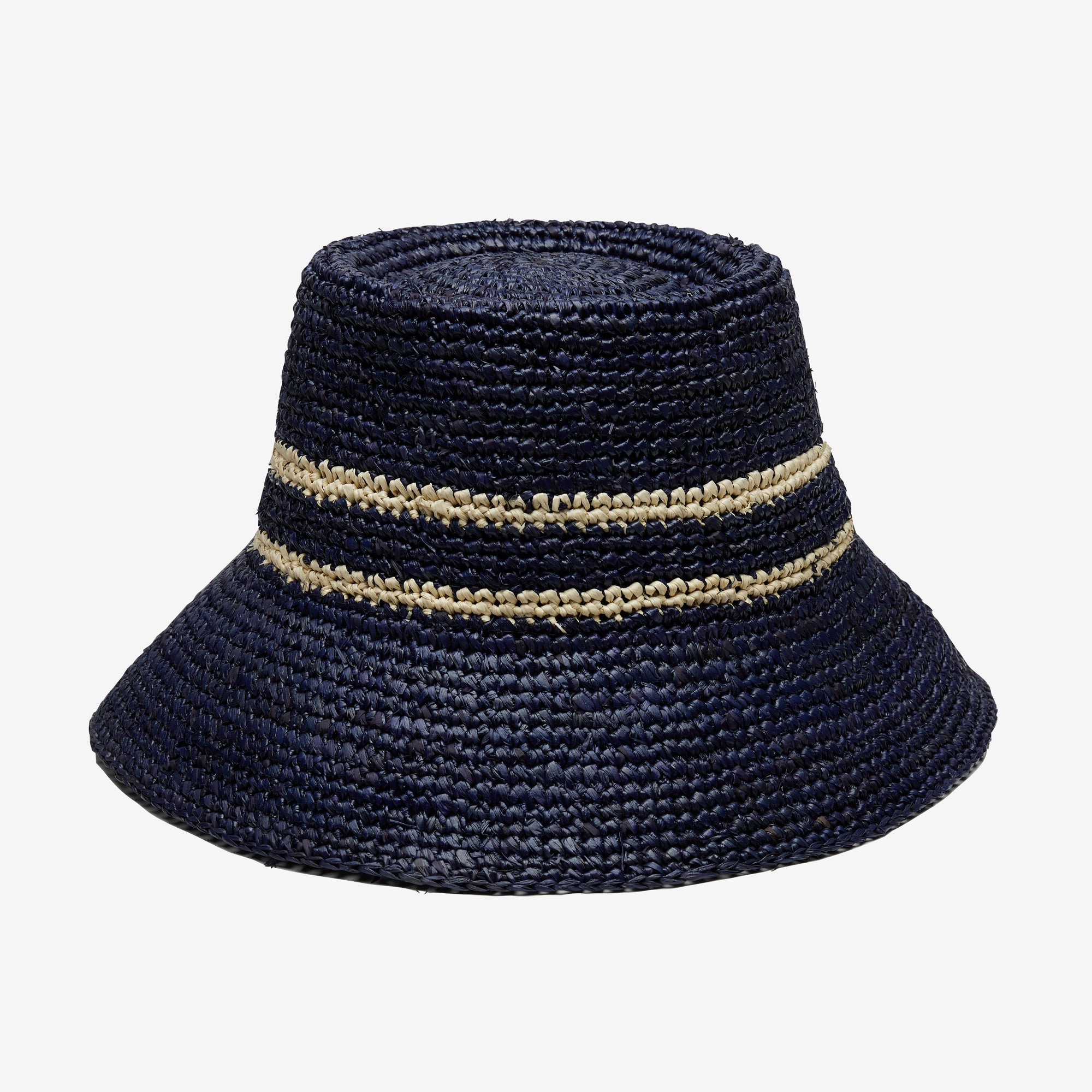 Airy Nova Bucket Hat in Raffia - Navy - Image 9