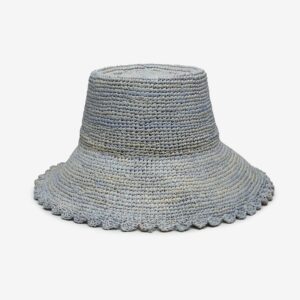 Braided Ember Bucket Hat in Raffia - Light Blue