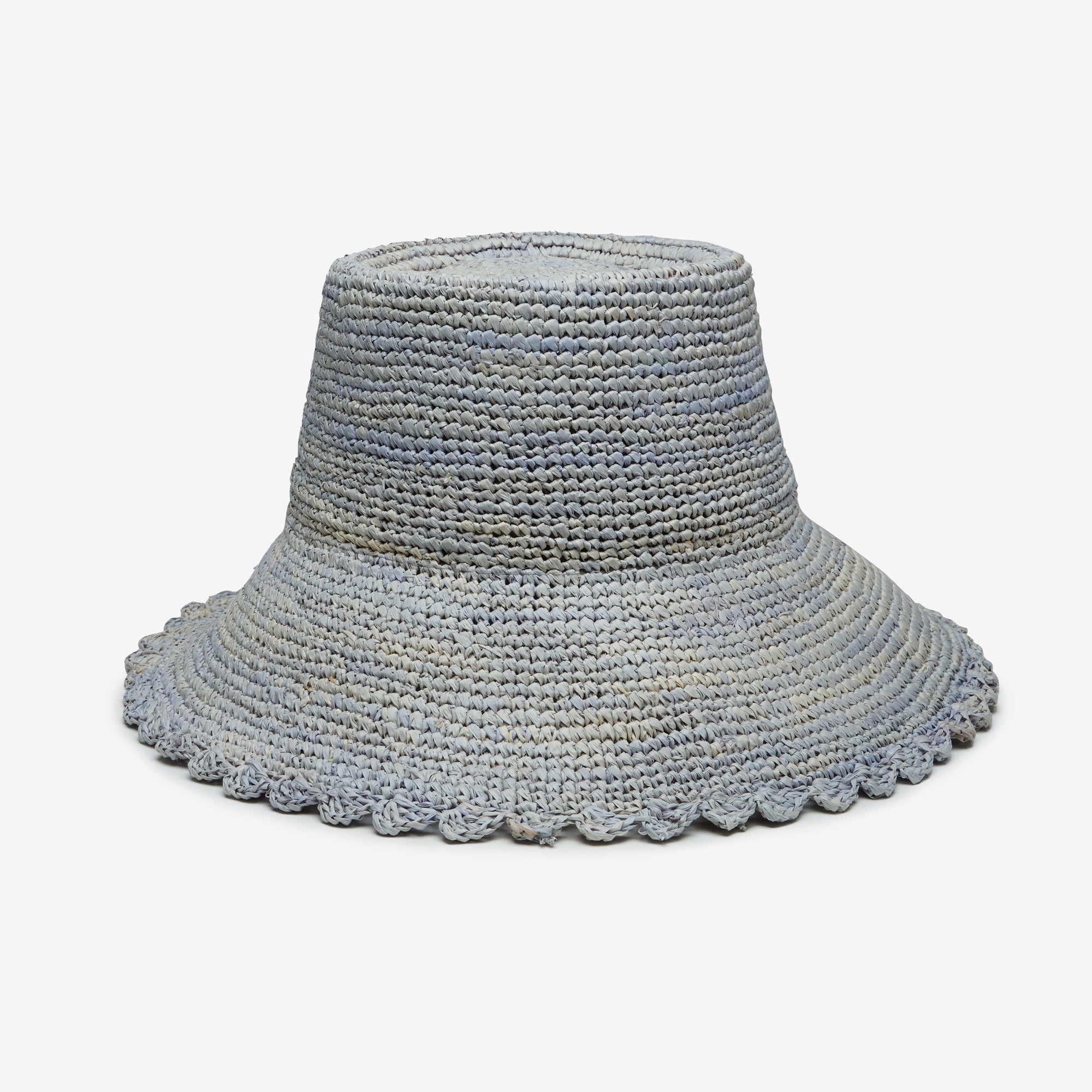 Braided Ember Bucket Hat in Raffia - Light Blue