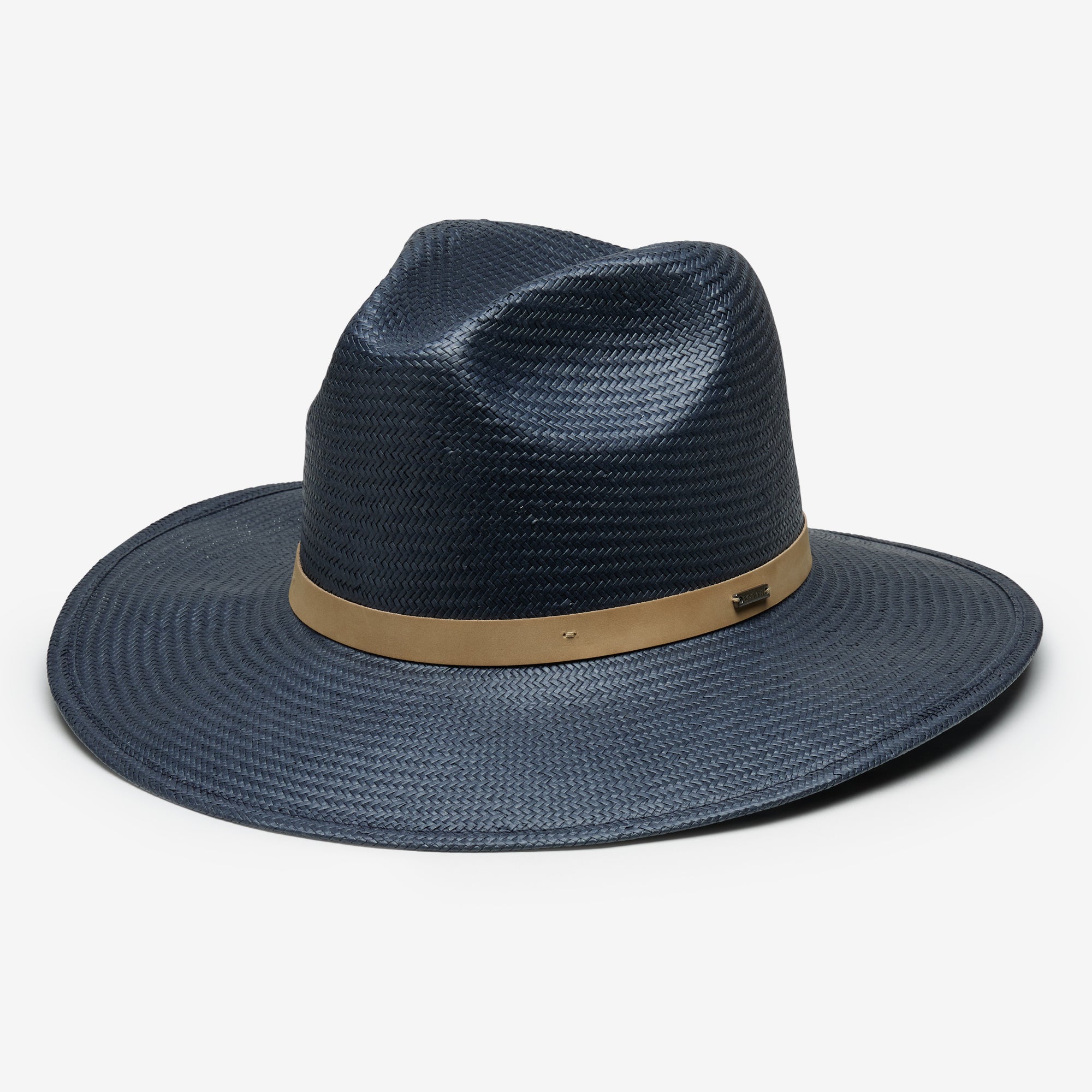Handwoven Flora Wide Brim Sun Hat in Paper Straw - Denim