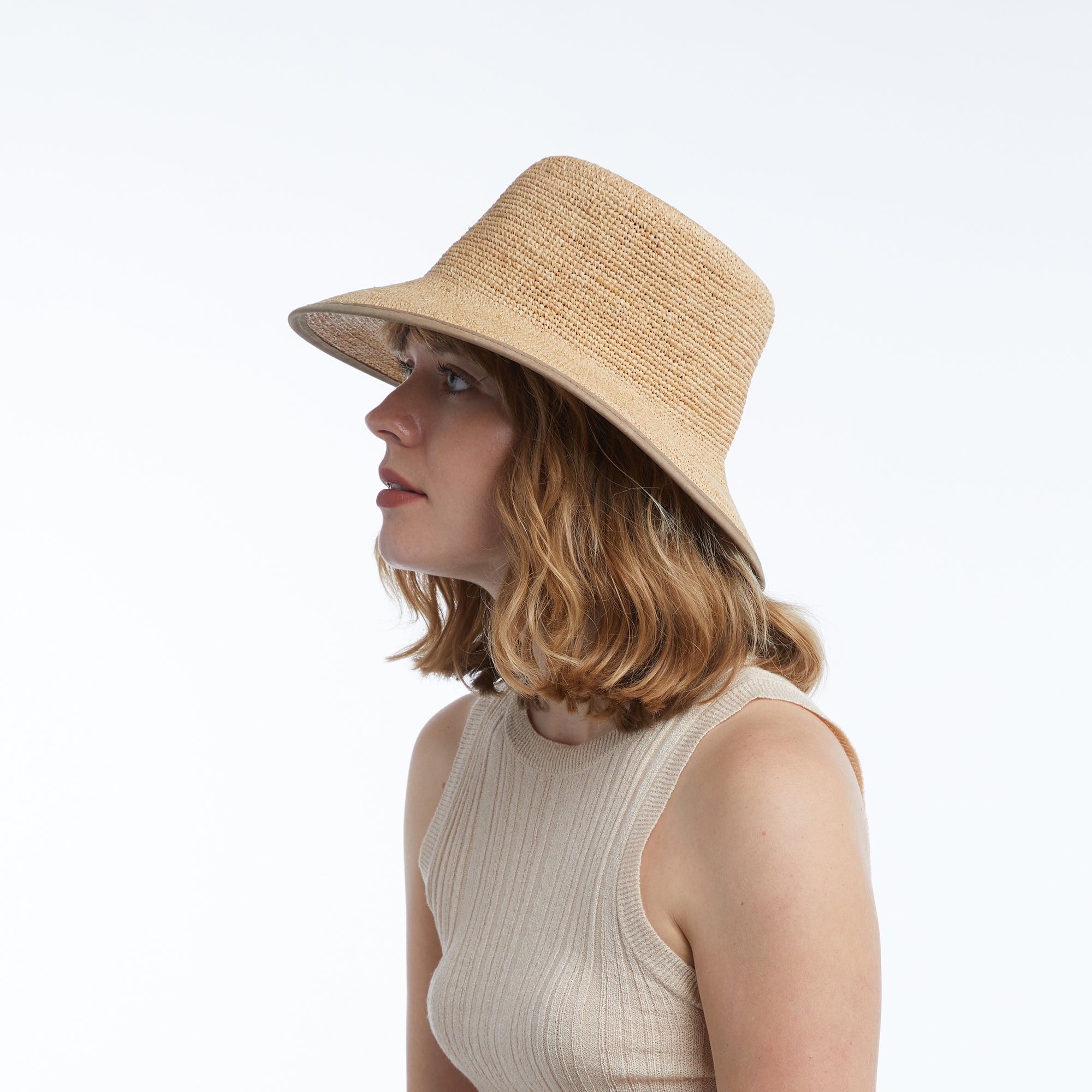 Soft Veda Bucket Hat in Raffia - Image 6