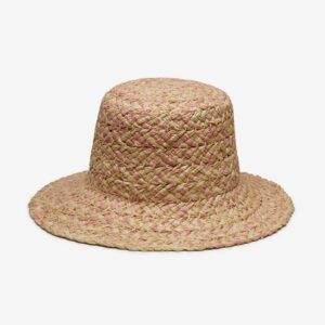 Willow Raffia Bucket Hat with Modern Finish - Pink