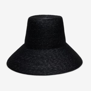 Airy Reed Wide Brim Sun Hat in Wheat Straw - Black