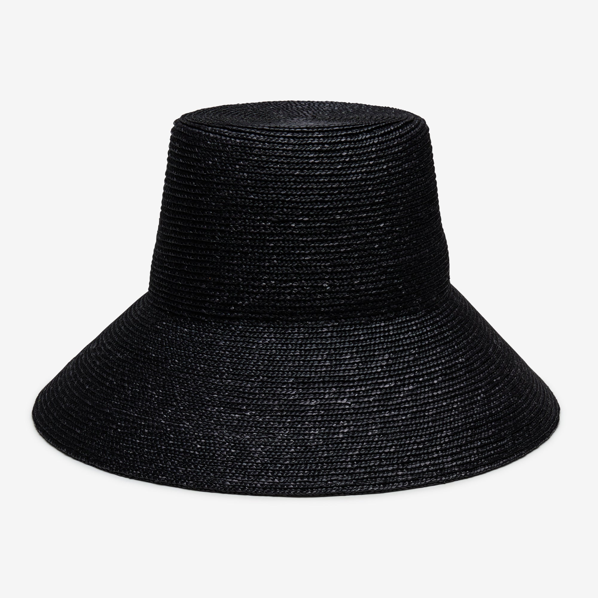 Airy Reed Wide Brim Sun Hat in Wheat Straw - Black - Image 7