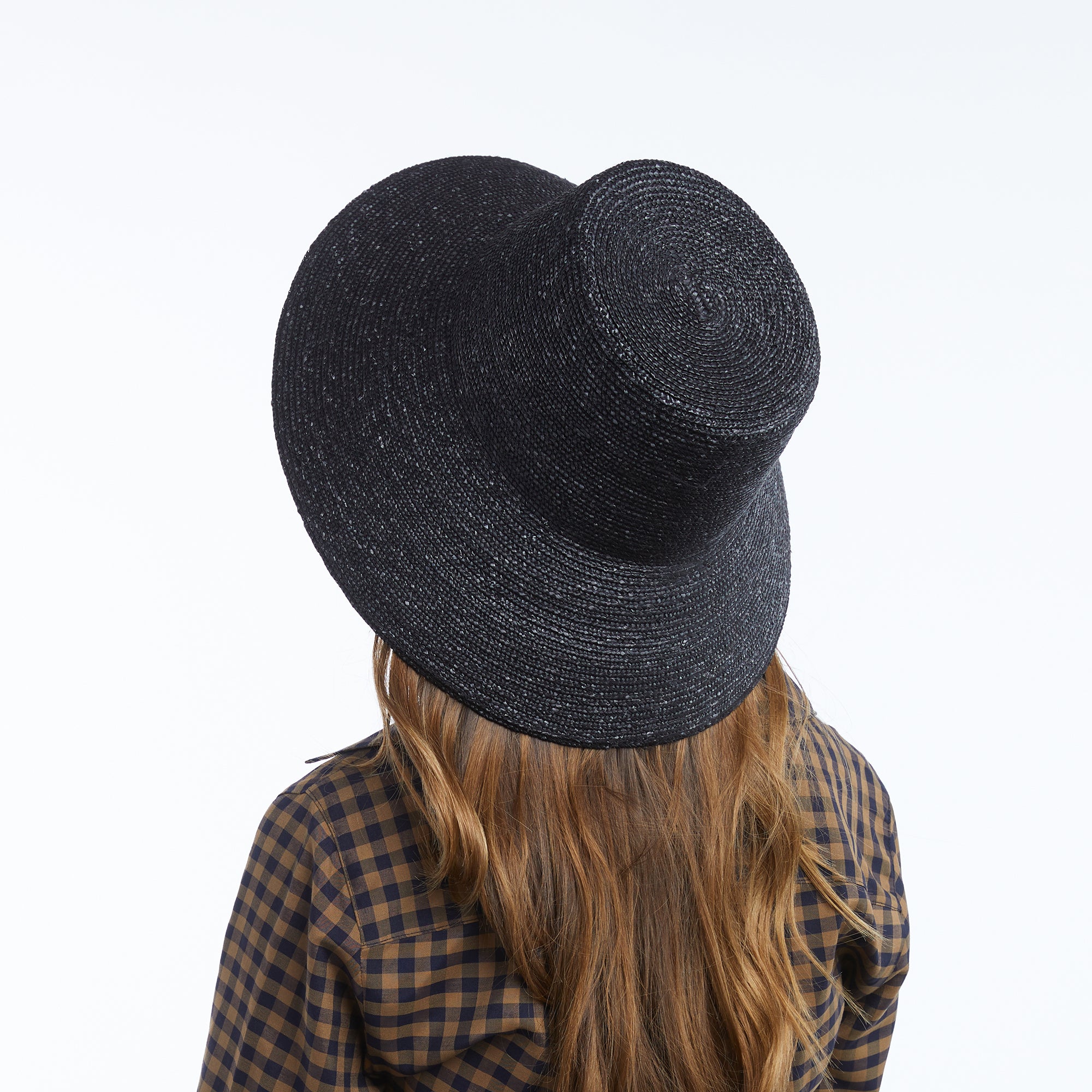 Airy Reed Wide Brim Sun Hat in Wheat Straw - Black - Image 9