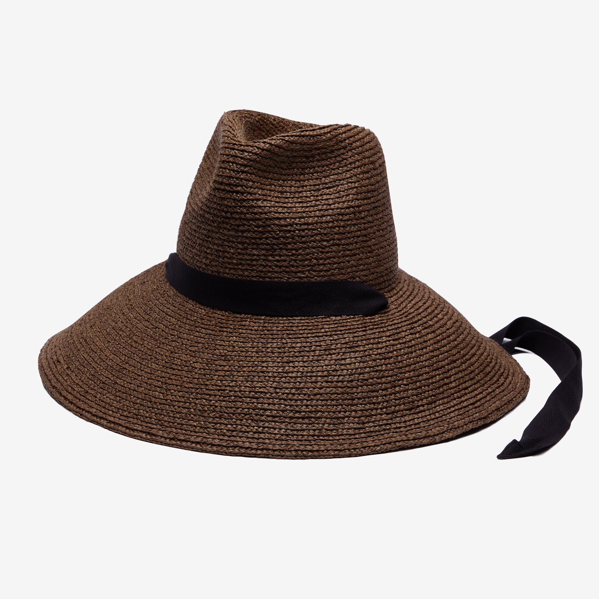 Maple Structured Wide Brim Sun Hat Crafted in Raffia - Chocolate - Image 5