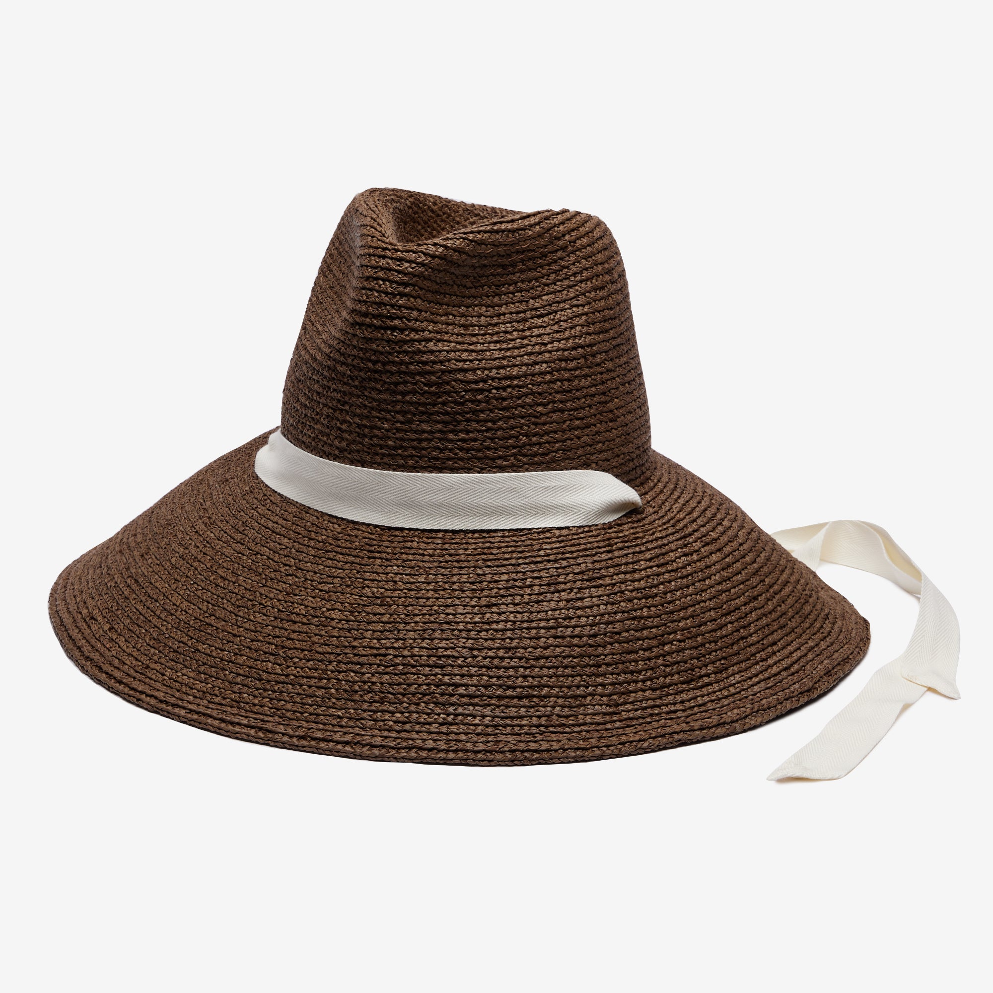 Maple Structured Wide Brim Sun Hat Crafted in Raffia - Chocolate - Image 9