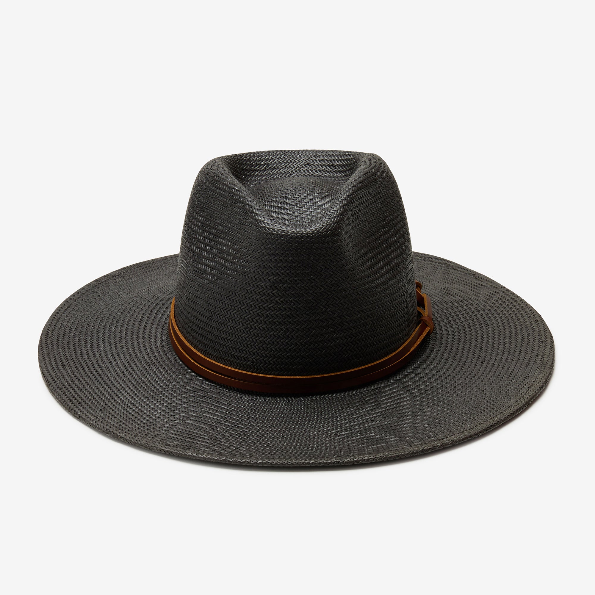 Classic Reed Wide Brim Sun Hat in Straw - Black - Image 7