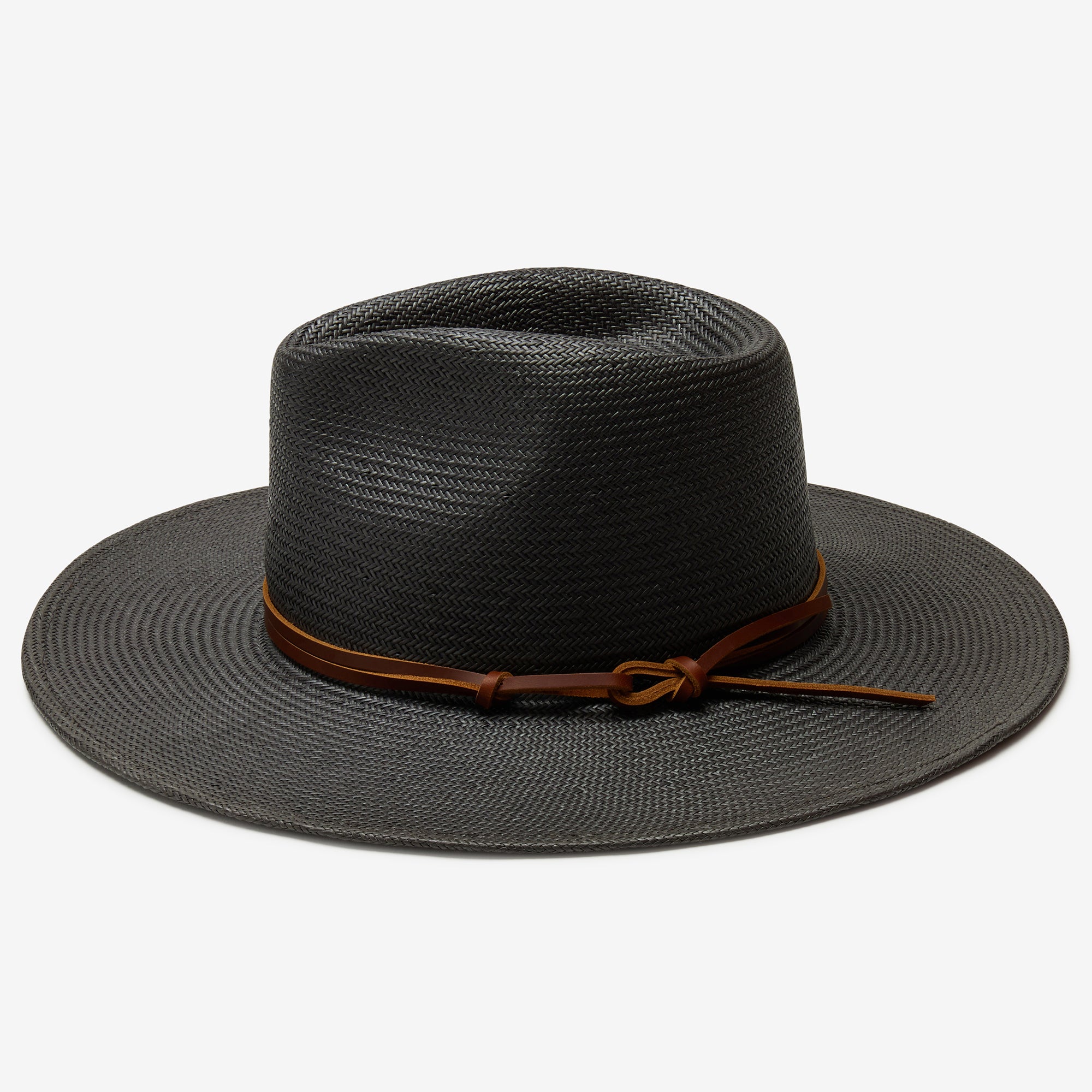 Classic Reed Wide Brim Sun Hat in Straw - Black - Image 8