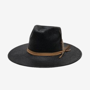 Dahlia Openweave Straw Wide Brim Sun Hat - Black