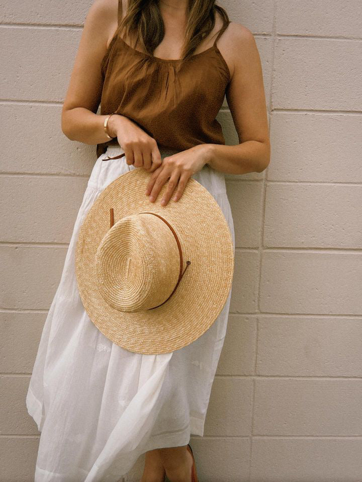 Greer Wheat Straw Wide Brim Sun Hat with Openweave Finish - Image 5