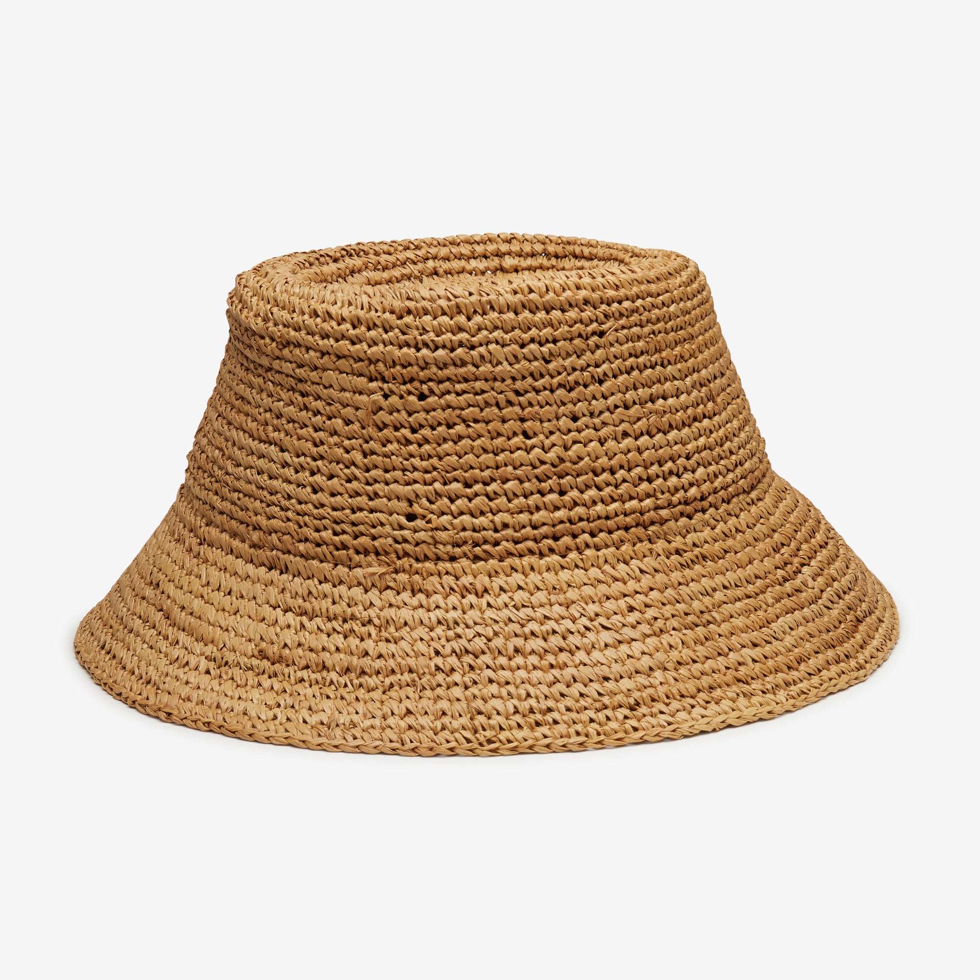 Briar Curved Bucket Hat Crafted in Raffia - Camel - Image 7