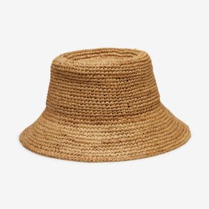 Briar Curved Bucket Hat Crafted in Raffia - Camel