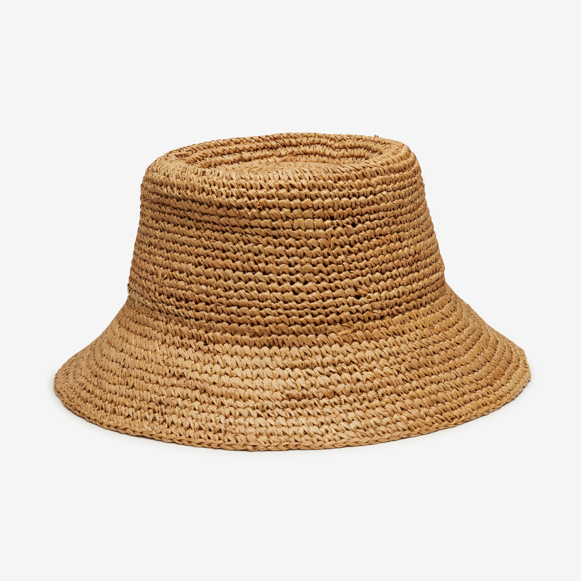 Briar Curved Bucket Hat Crafted in Raffia - Camel