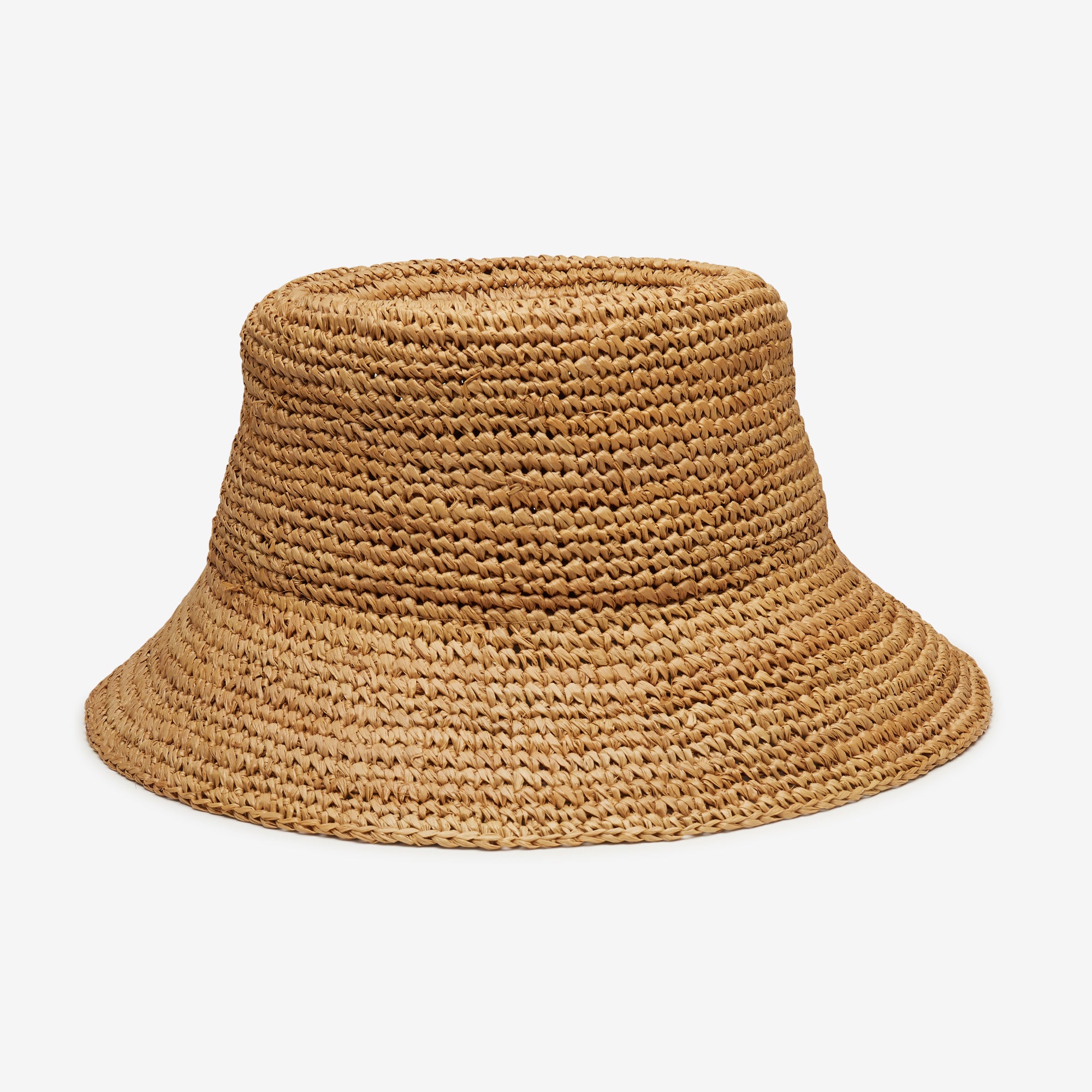 Briar Curved Bucket Hat Crafted in Raffia - Camel - Image 6