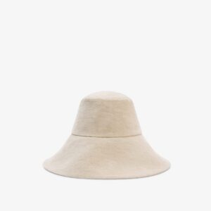 Natural Textured Woven Wide Brim Bucket Hat