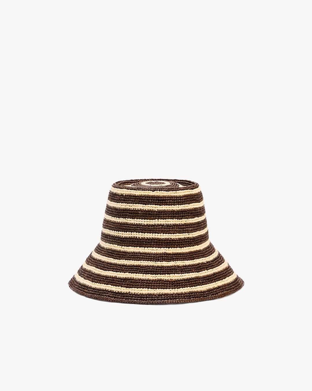 Walnut Raffia Straw Wide Brim Bucket Hat