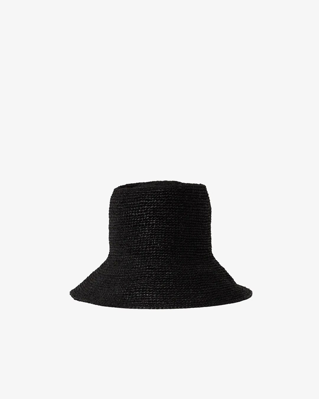 Packable Black Raffia Straw Bucket Sun Hat - Image 2
