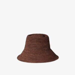 Dark Earth Raffia Straw Wide Brim Bucket Hat