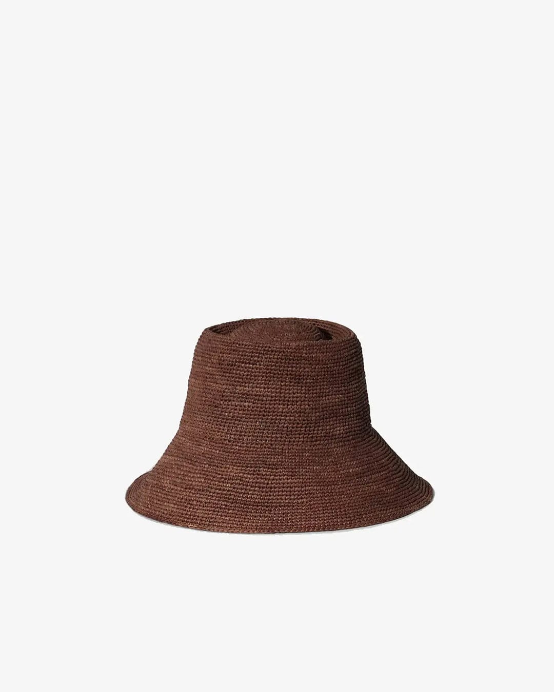 Dark Earth Raffia Straw Wide Brim Bucket Hat