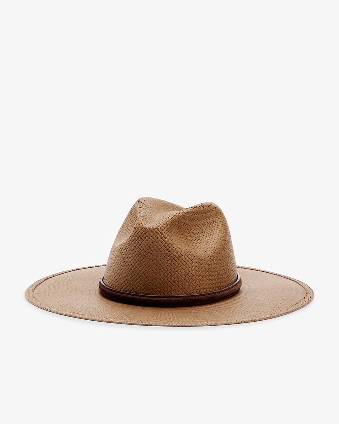 Brown Woven Straw Structured Wide Brim Hat