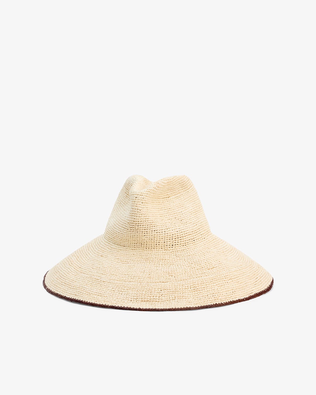 Bleached Ivory Raffia Straw Structured Wide Brim Hat
