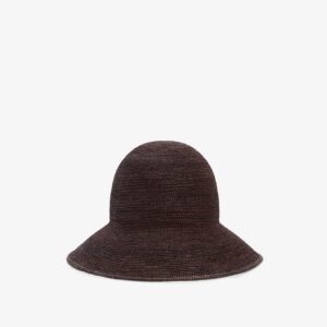 Chocolate Raffia Straw Wide Brim Bucket Hat