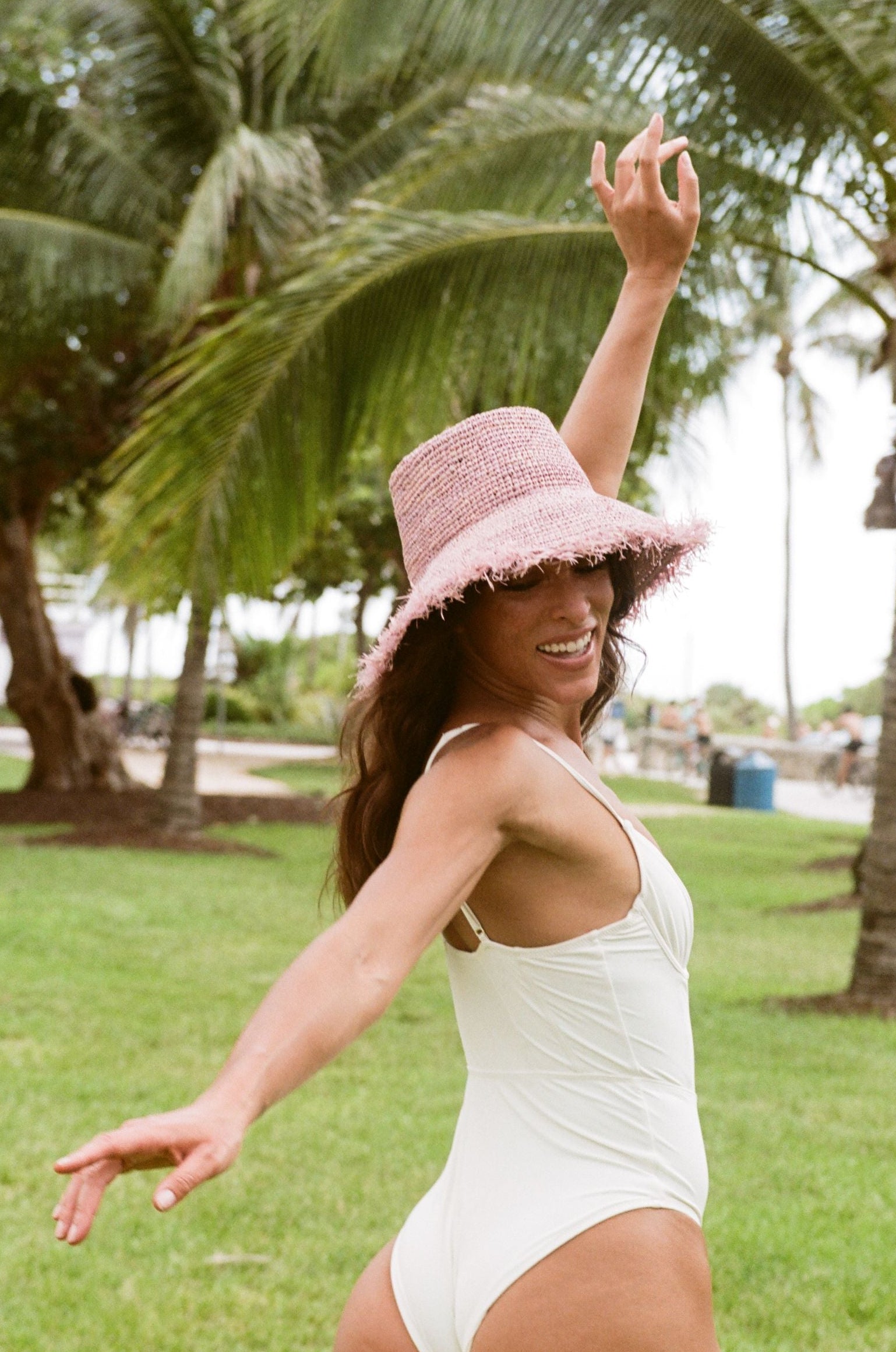 Una Raffia Bucket Hat with Openweave Finish - Lilac - Image 4
