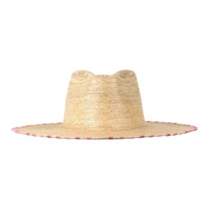 Pink Stitched Brim Palm Hat