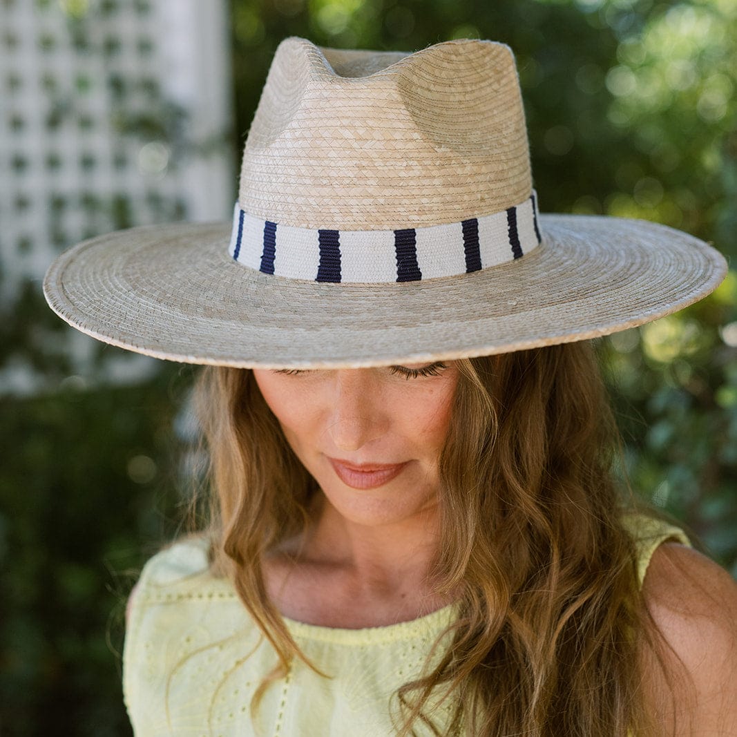 Navy Stripe Natural Palm Hat - Image 4