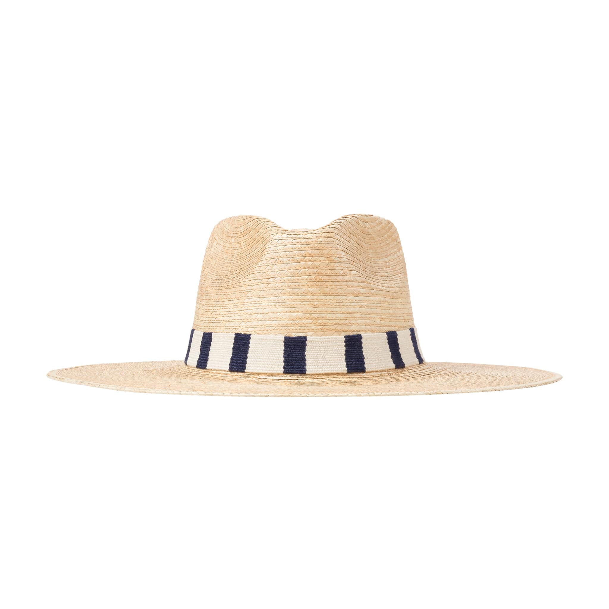 Navy Stripe Natural Palm Hat