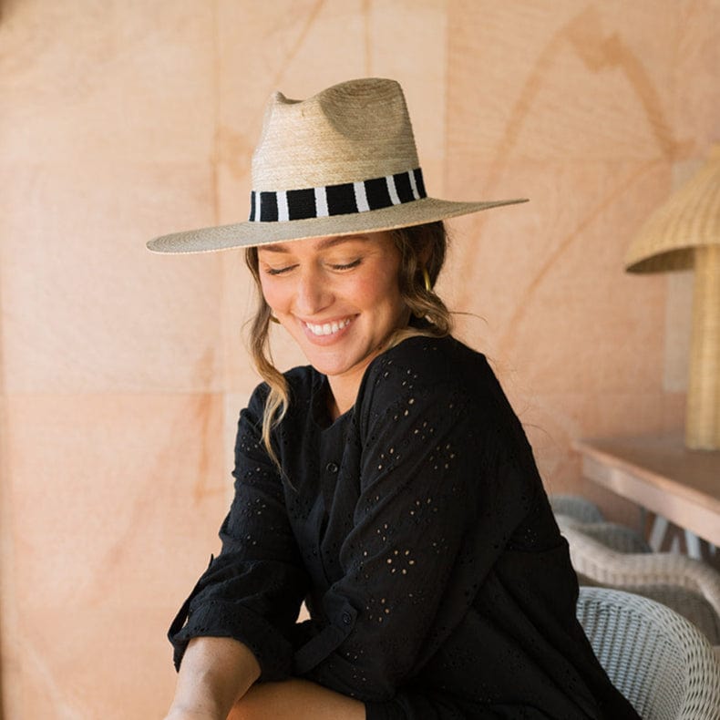 Black White Stripe Palm Hat - Image 3