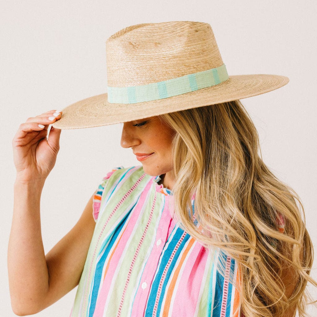 Seafoam Turquoise Stripe Palm Hat - Image 2