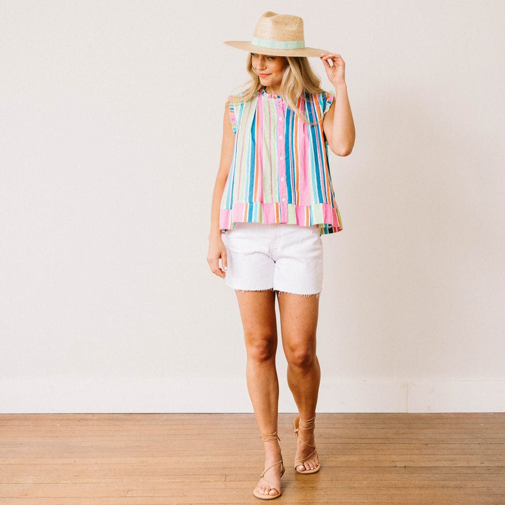 Seafoam Turquoise Stripe Palm Hat - Image 3
