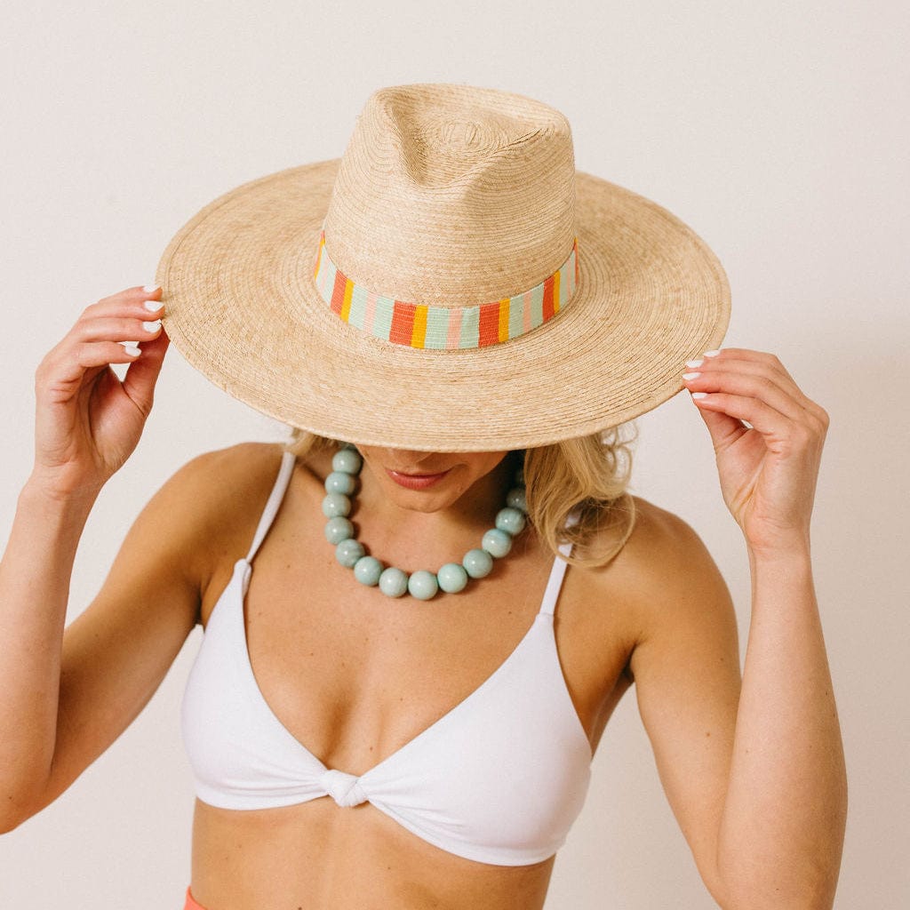 Coral Turquoise Stripe Palm Hat - Image 3