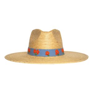 Red Poppy Embroidered Palm Hat
