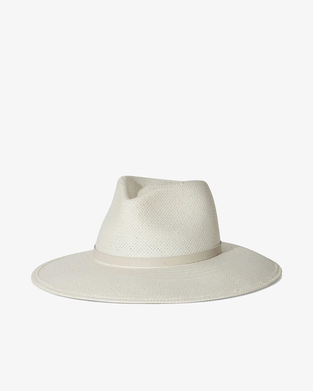 Bleached Ivory Woven Straw Structured Wide Brim Hat