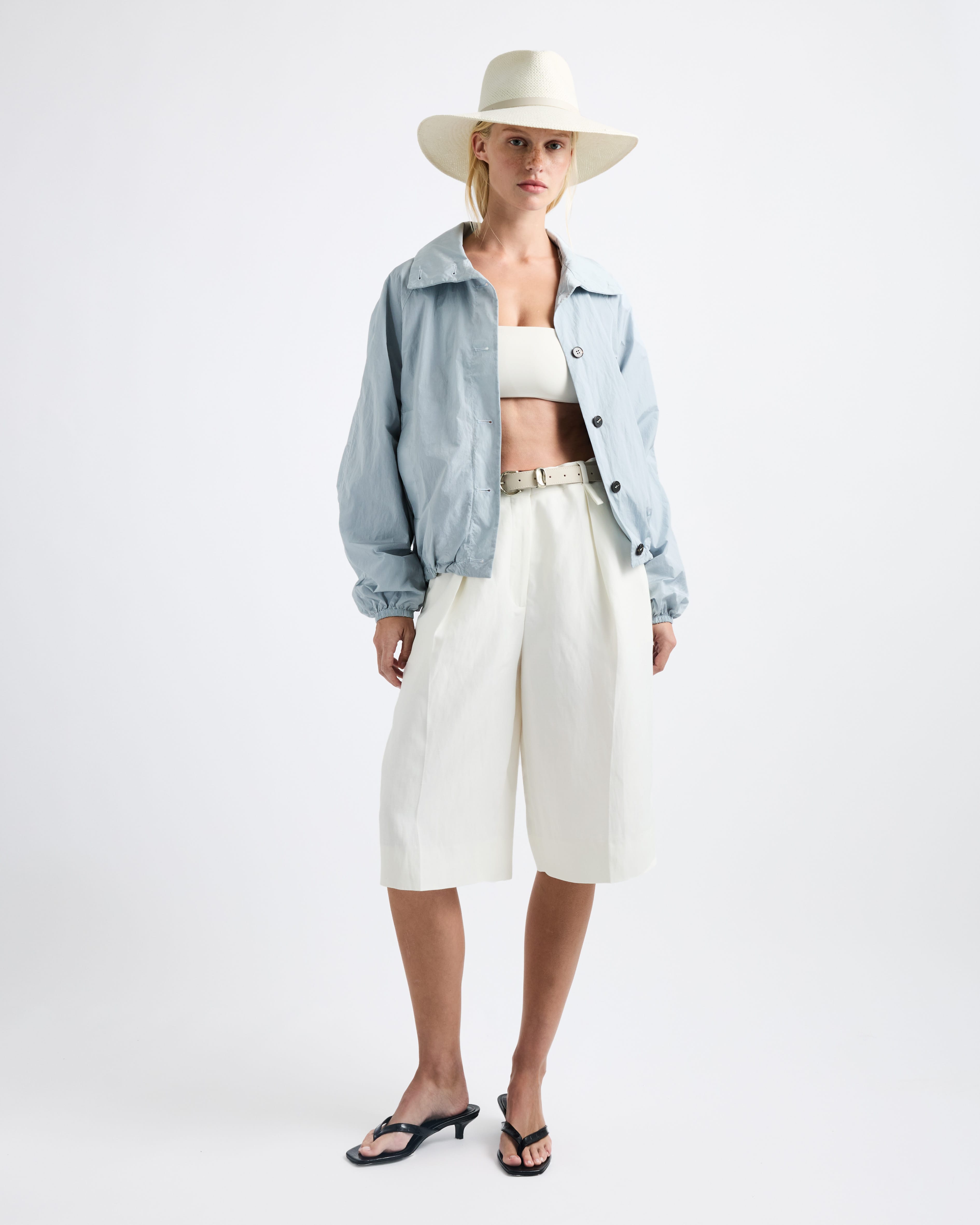 Bleached Ivory Woven Straw Structured Wide Brim Hat - Image 6