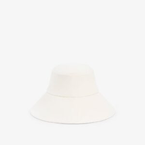 Off White Textured Woven Wide Brim Bucket Hat